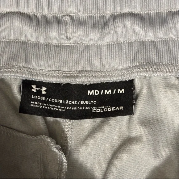 Under Armour Tapered Sweat Pants ColdGear Gray Joggers W/Pockets Men's M READ - Picture 3 of 7